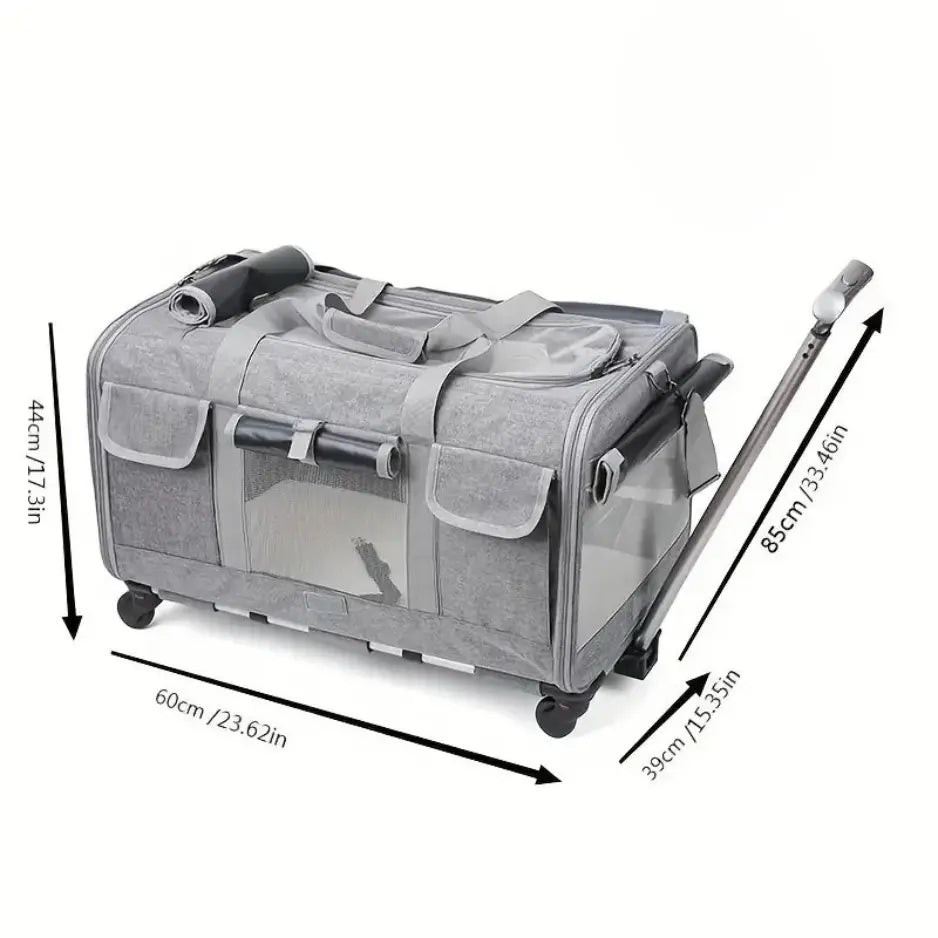 Sac de transport pour chat à roulettes – style valise, confortable et pratique Moustache & Cie