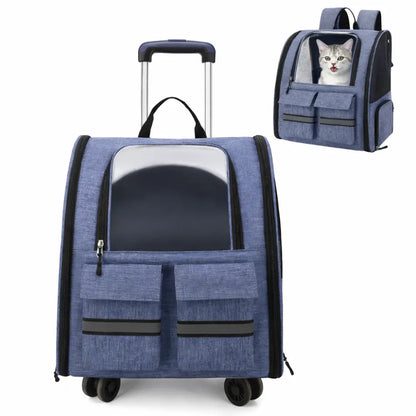 Sac à Dos de Transport à Roulettes pour Chat et Chien | Premium, Ventilé, Compatible Cabine Avion Moustache & Cie