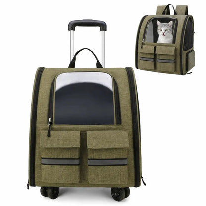 Sac à Dos de Transport à Roulettes pour Chat et Chien | Premium, Ventilé, Compatible Cabine Avion Moustache & Cie