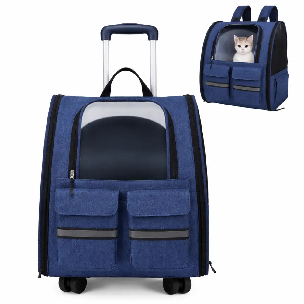 Sac à Dos de Transport à Roulettes pour Chat et Chien | Premium, Ventilé, Compatible Cabine Avion Moustache & Cie