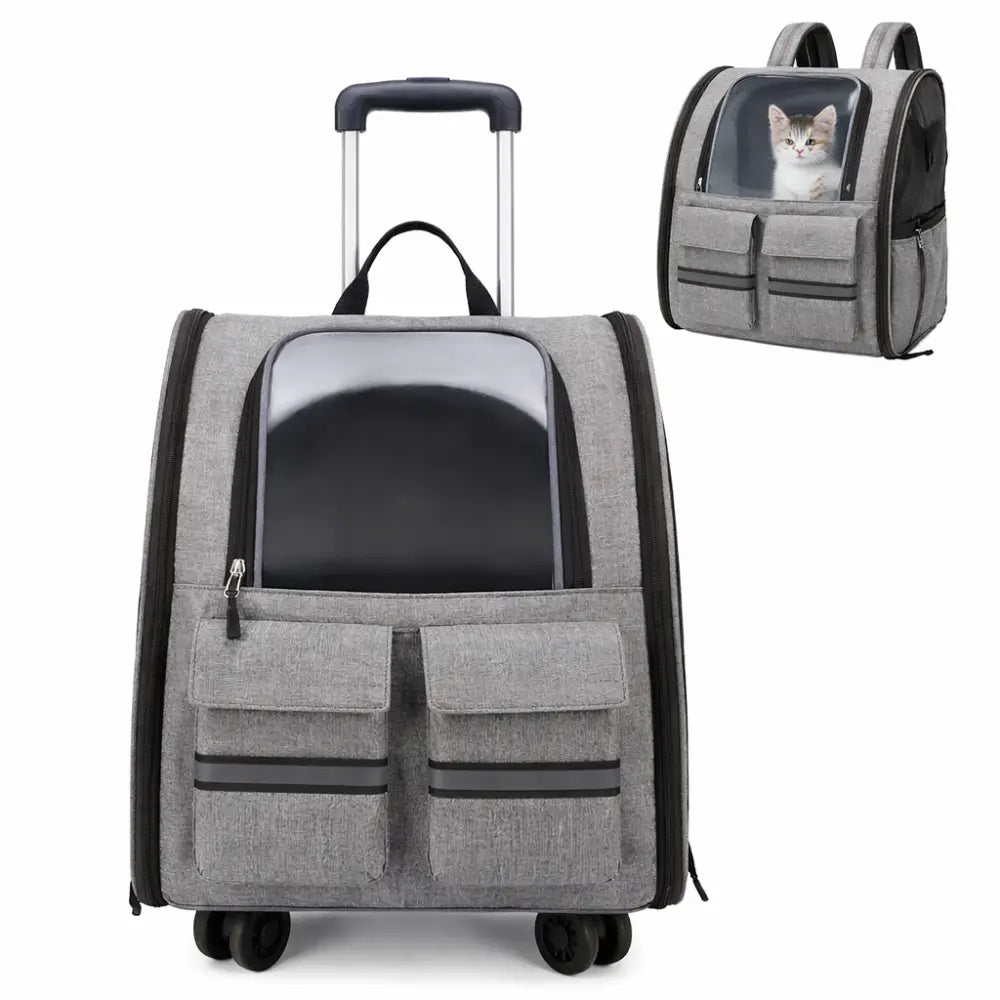 Sac à Dos de Transport à Roulettes pour Chat et Chien | Premium, Ventilé, Compatible Cabine Avion Moustache & Cie