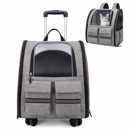 Sac à Dos de Transport à Roulettes pour Chat et Chien | Premium, Ventilé, Compatible Cabine Avion Moustache & Cie
