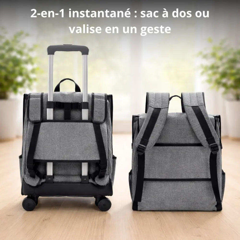 Sac à Dos de Transport à Roulettes pour Chat et Chien | Premium, Ventilé, Compatible Cabine Avion Moustache & Cie