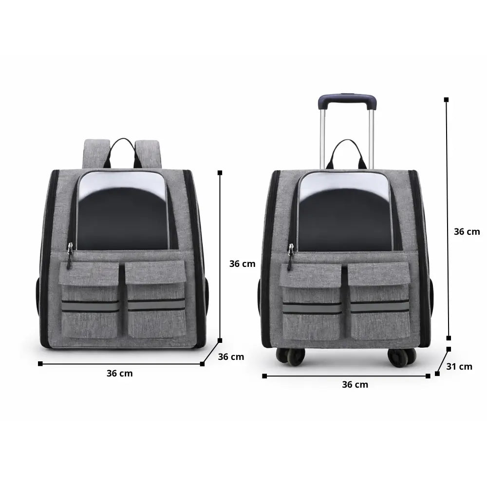 Sac à Dos de Transport à Roulettes pour Chat et Chien | Premium, Ventilé, Compatible Cabine Avion Moustache & Cie