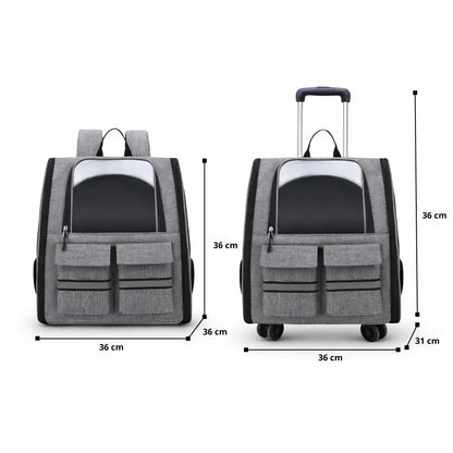 Sac à Dos de Transport à Roulettes pour Chat et Chien | Premium, Ventilé, Compatible Cabine Avion Moustache & Cie