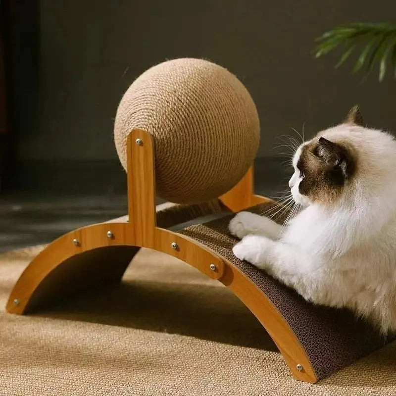 Griffoir Arche en Bois avec Boule en Sisal Naturel Moustache & Cie