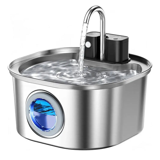 Fontaine à Eau pour Chat Sans Fil – Inox, 3,2L, Détection Intelligente, Hydratation Optimale Moustache & Cie