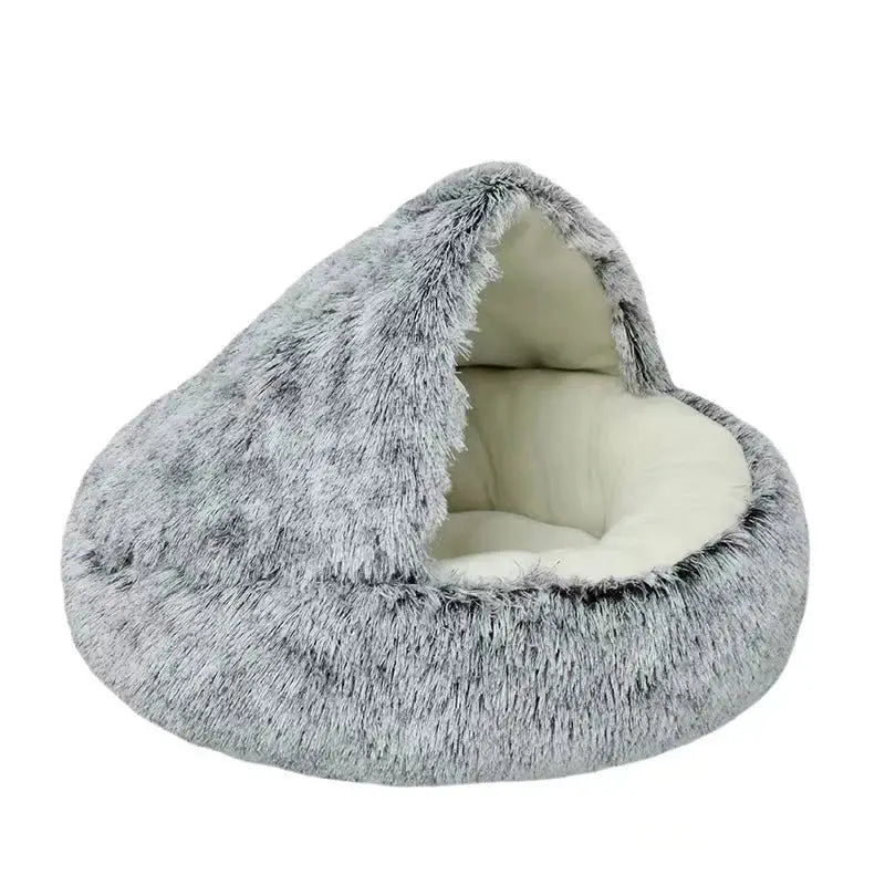 Lit rond pour chat en peluche – panier chaud avec couverture, format nid Moustache & Cie