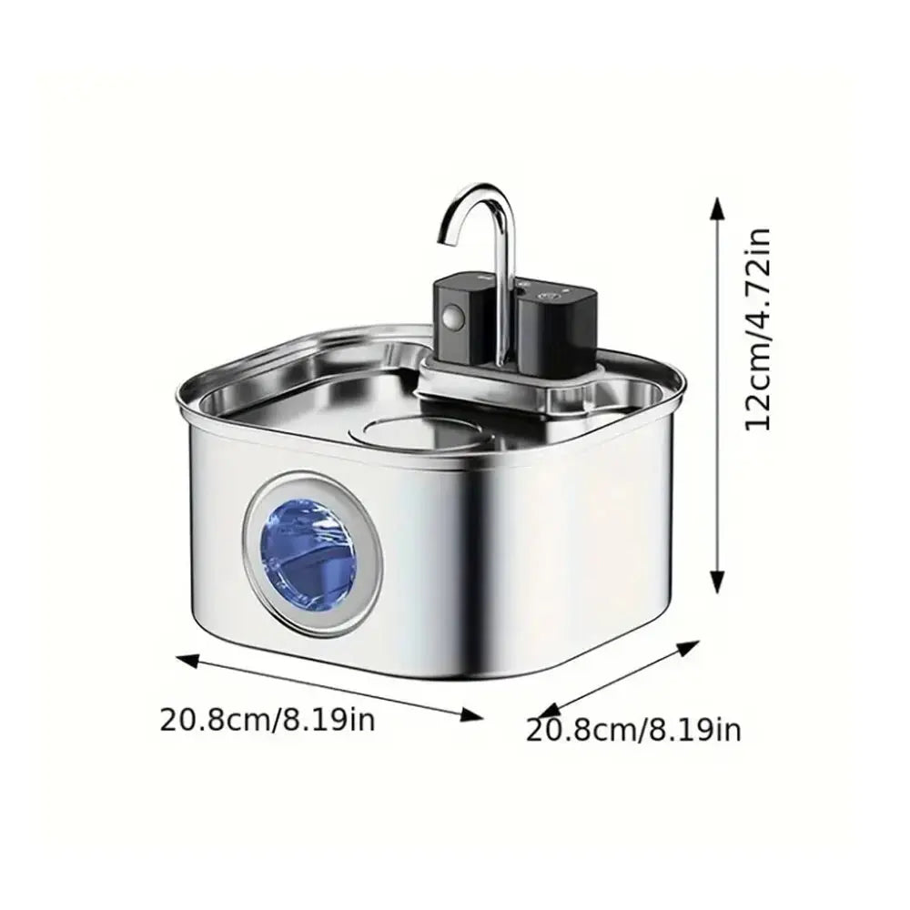 Fontaine à Eau pour Chat Sans Fil – Inox, 3,2L, Détection Intelligente, Hydratation Optimale Moustache & Cie