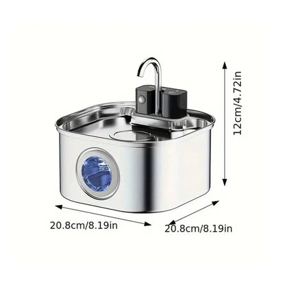 Fontaine à Eau pour Chat Sans Fil – Inox, 3,2L, Détection Intelligente, Hydratation Optimale Moustache & Cie