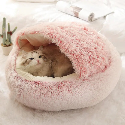 Lit rond pour chat en peluche – panier chaud avec couverture, format nid Moustache & Cie