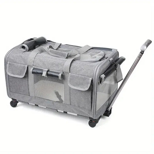 Sac de transport pour chat à roulettes – style valise, confortable et pratique Moustache & Cie