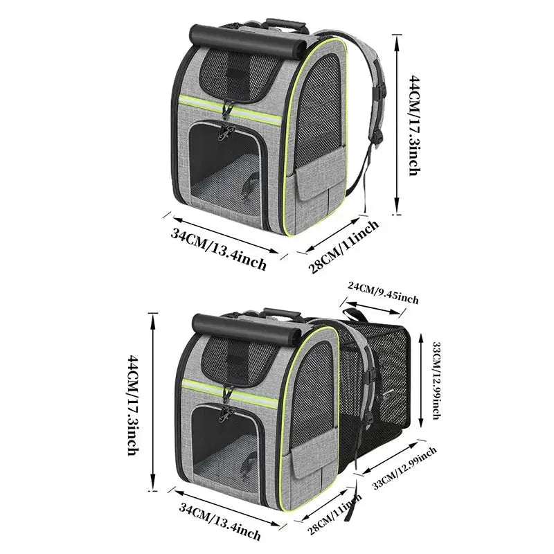 Sac à dos de transport extensible pour chat et petit chien – respirant et sécurisé Moustache & Cie