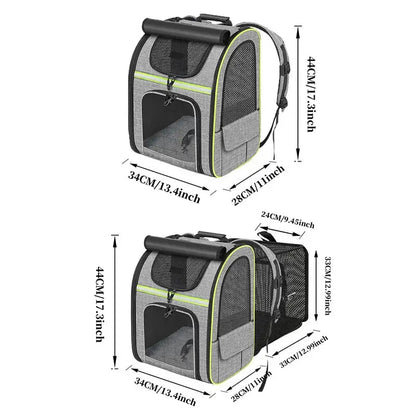 Sac à dos de transport extensible pour chat et petit chien – respirant et sécurisé Moustache & Cie