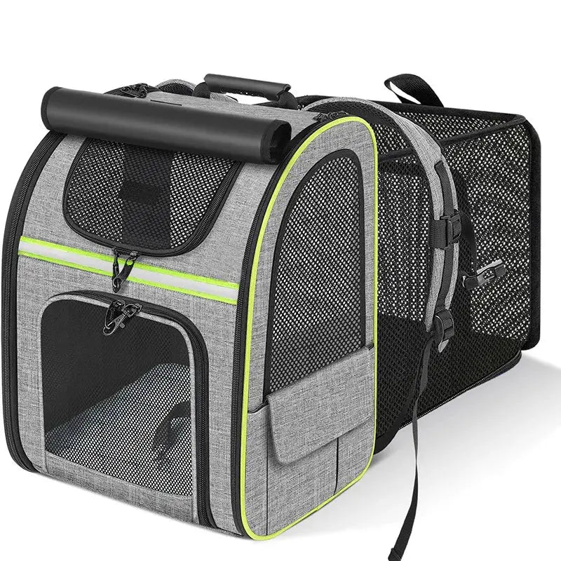 Sac à dos de transport extensible pour chat et petit chien – respirant et sécurisé Moustache & Cie
