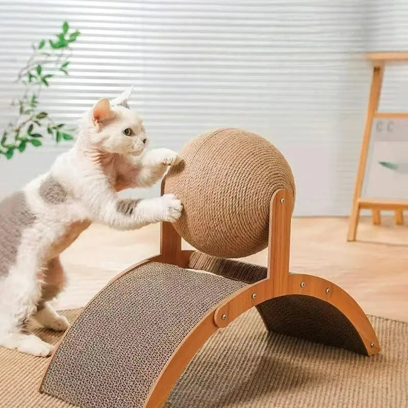 Griffoir Arche en Bois avec Boule en Sisal Naturel Moustache & Cie