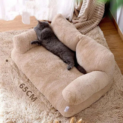 Canapé pour chat en peluche – couchage confortable avec dossier et oreiller Moustache & Cie