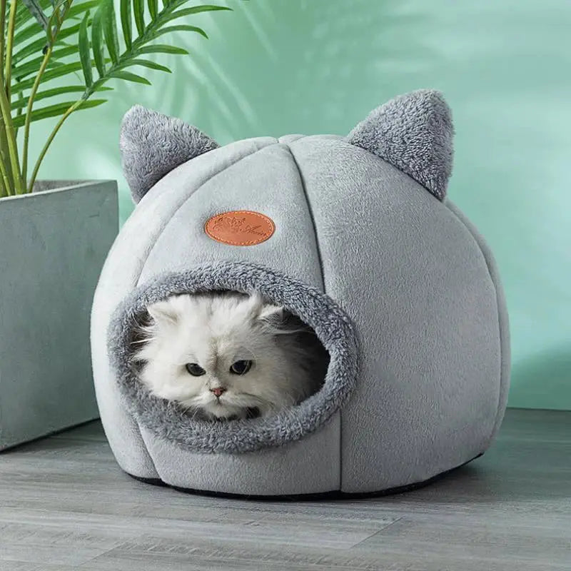 Panier pour chat en forme de grotte – lit chaud et amovible avec fond antidérapant Moustache & Cie