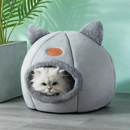 Panier pour chat en forme de grotte – lit chaud et amovible avec fond antidérapant Moustache & Cie