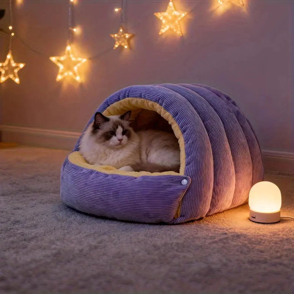 Lit grotte pour chat en peluche – maison intérieure confortable et détachable Moustache & Cie