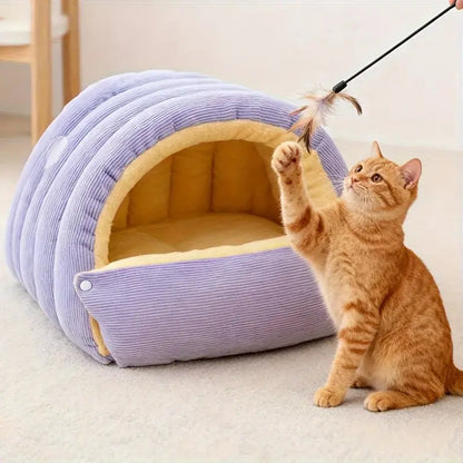 Lit grotte pour chat en peluche – maison intérieure confortable et détachable Moustache & Cie