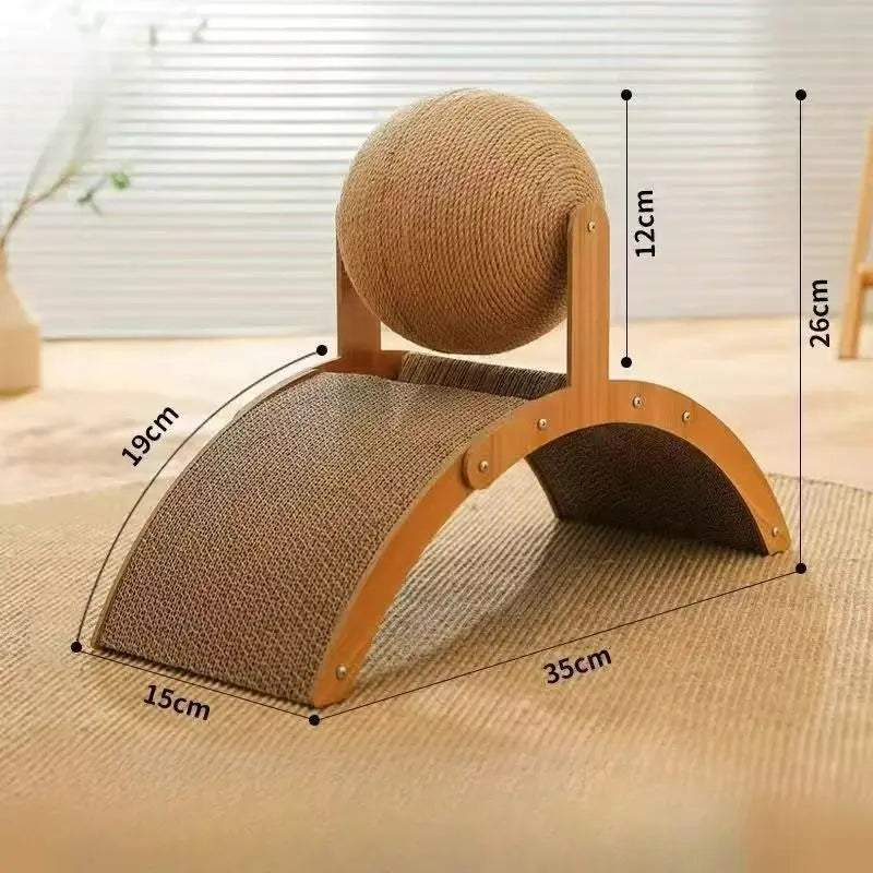 Griffoir Arche en Bois avec Boule en Sisal Naturel Moustache & Cie