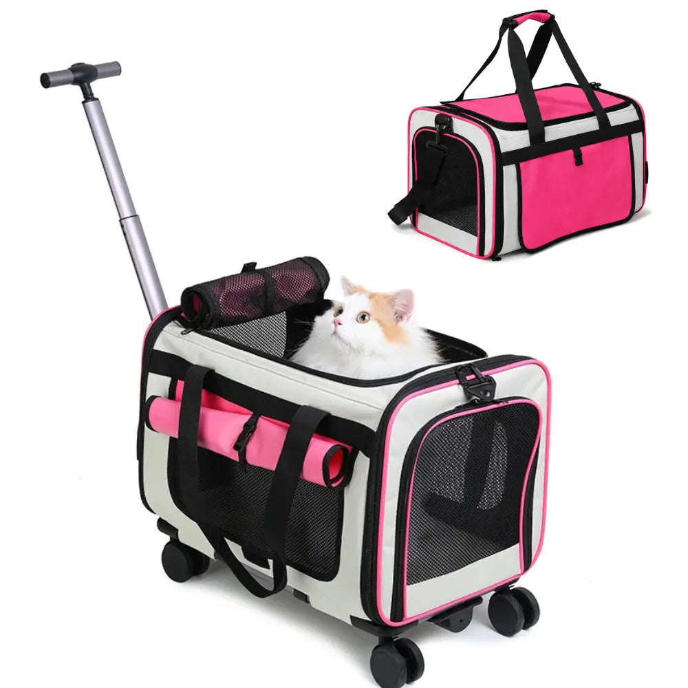 Sac de Transport Premium pour Chat & Chien + Trolley à roulettes Moustache & Cie