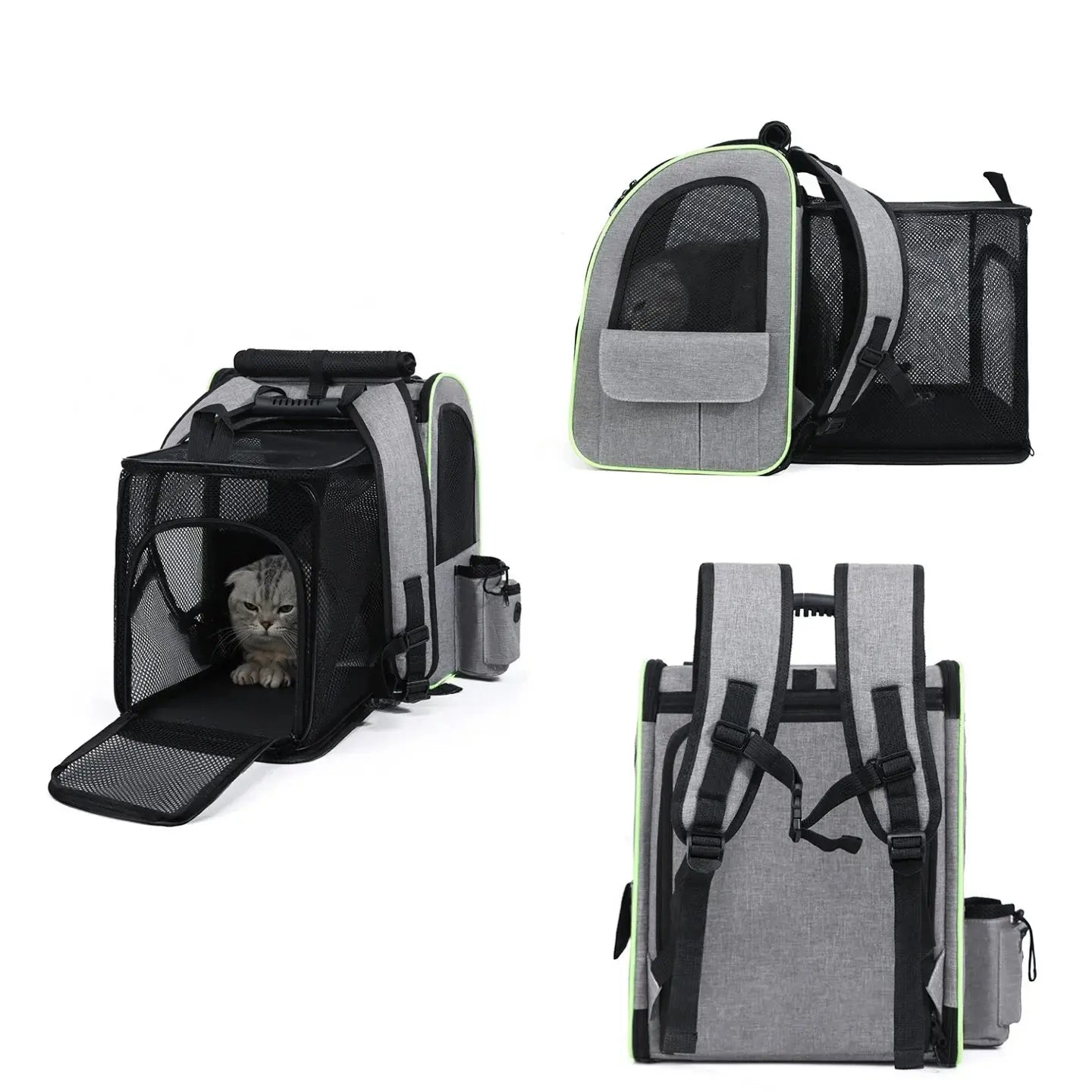 Sac à dos de transport extensible pour chat et petit chien – respirant et sécurisé Moustache & Cie