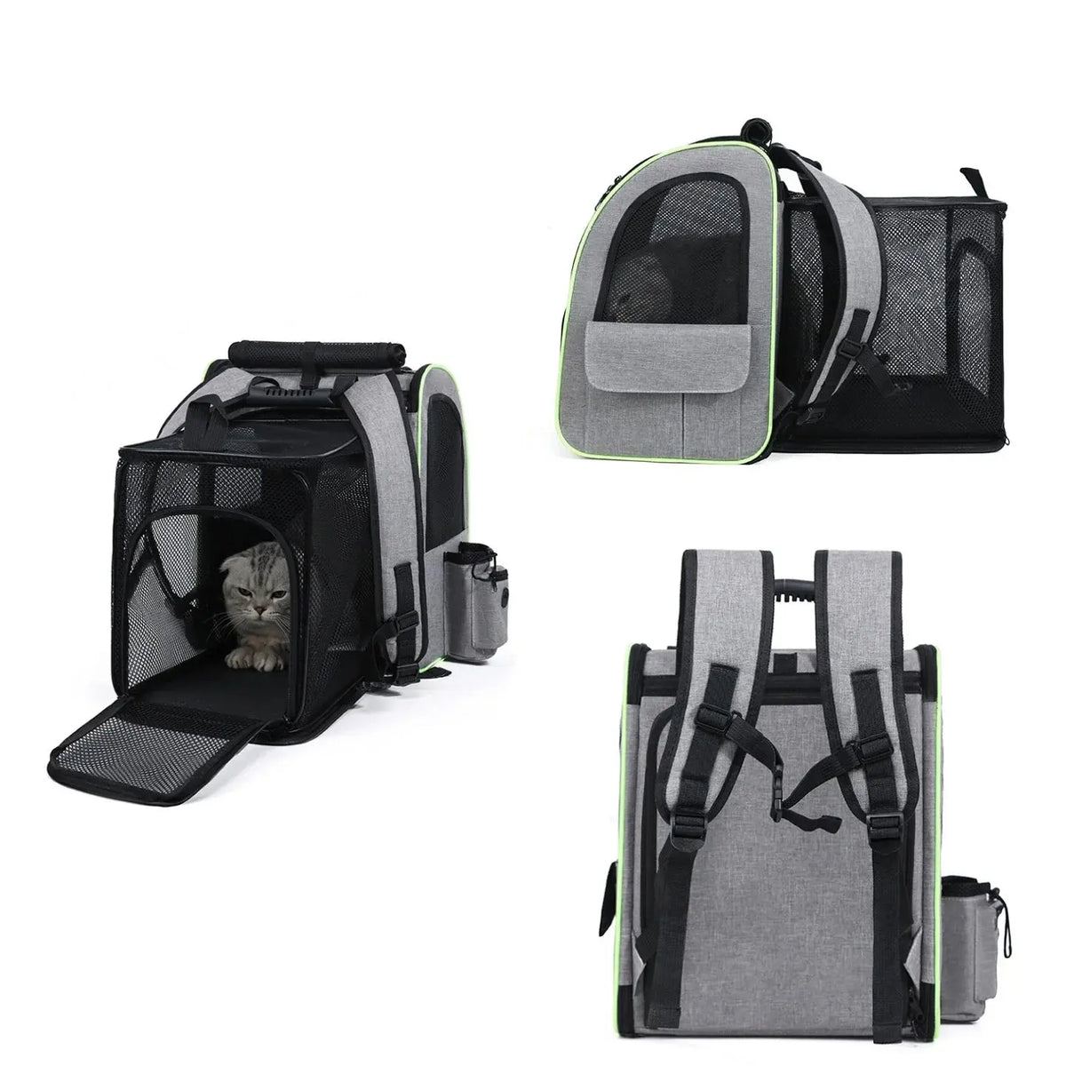 Sac à dos de transport extensible pour chat et petit chien – respirant et sécurisé Moustache & Cie