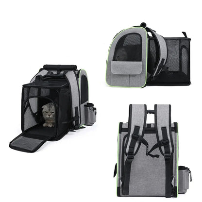 Sac à dos de transport extensible pour chat et petit chien – respirant et sécurisé Moustache & Cie