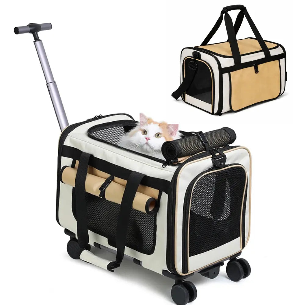 Sac de Transport Premium pour Chat & Chien + Trolley à roulettes Moustache & Cie