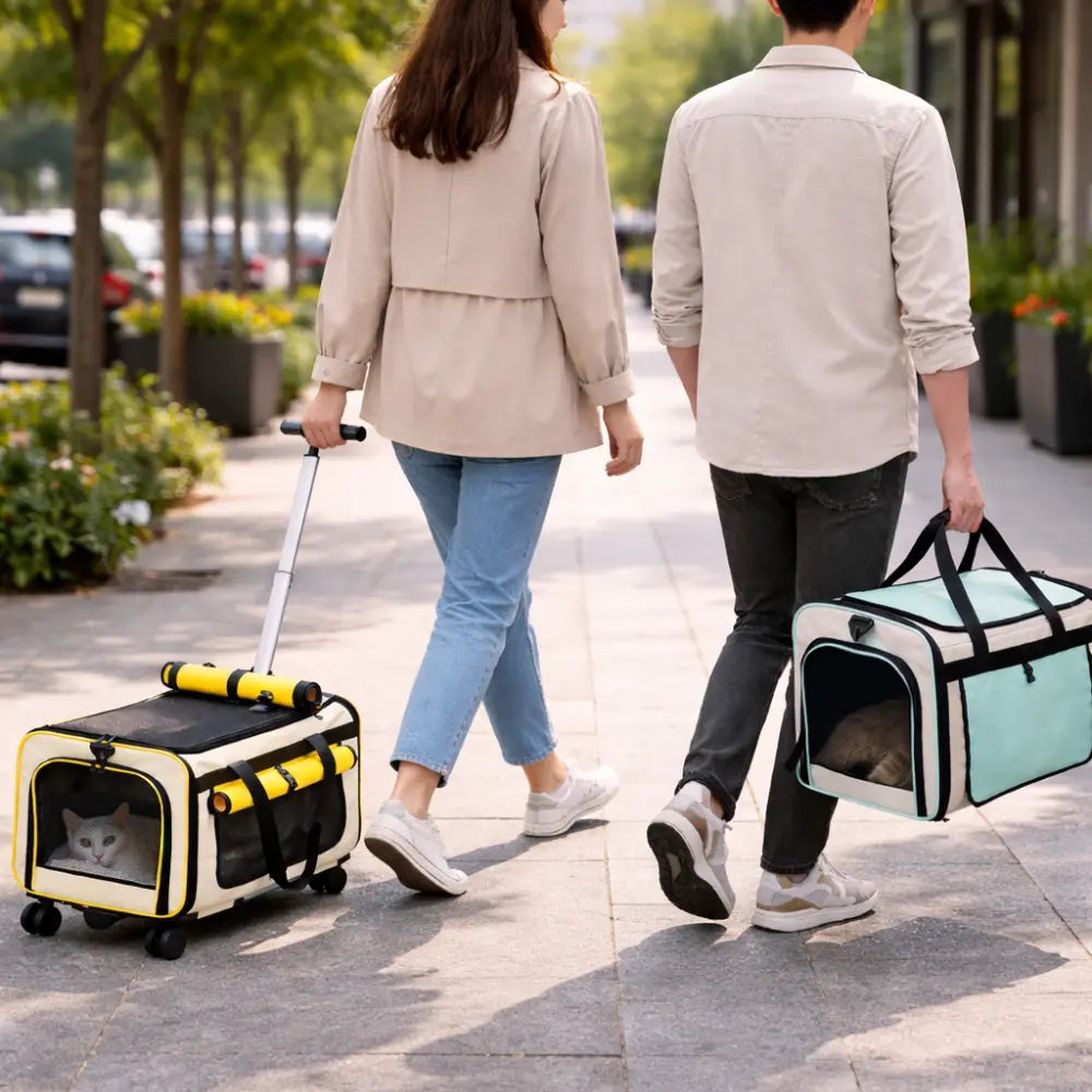 Sac de Transport Premium pour Chat & Chien + Trolley à roulettes Moustache & Cie