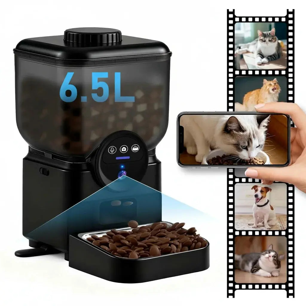 Distributeur de croquettes 6.5L connecté avec caméra | Moustache & Cie Moustache & Cie