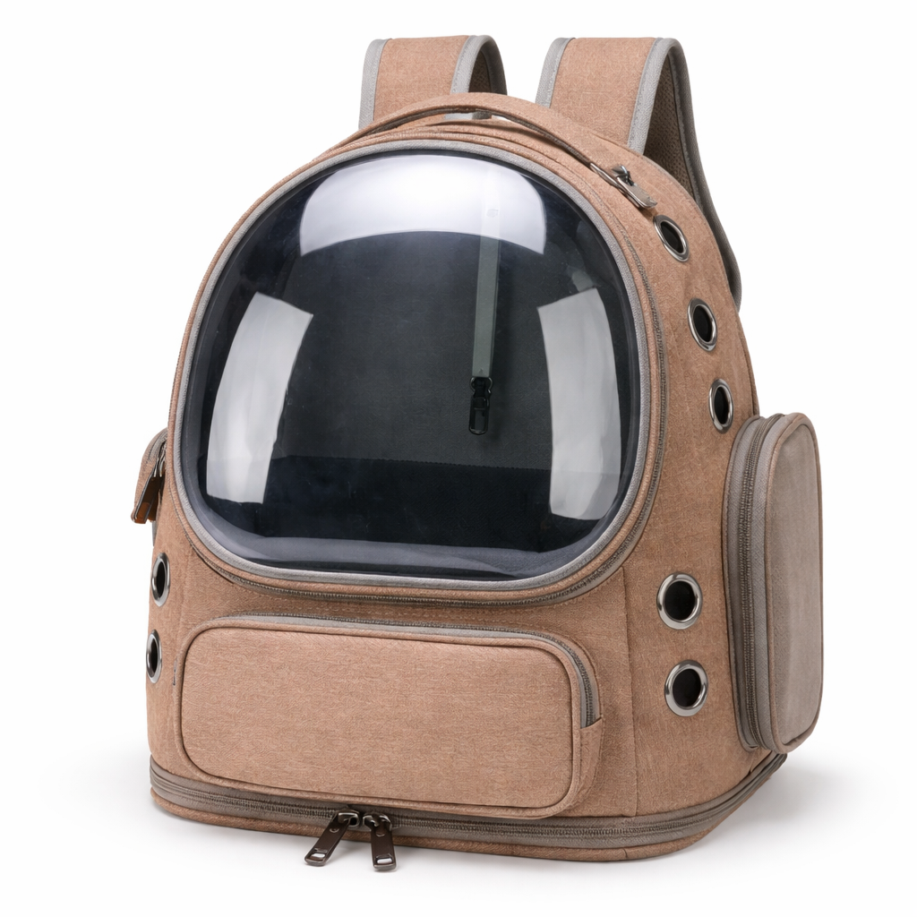 Sac de Transport pour chat et chien | Sac à Dos avec Capsule Transparente, Respirant, Compatible Cabine Avion. Moustache & Cie