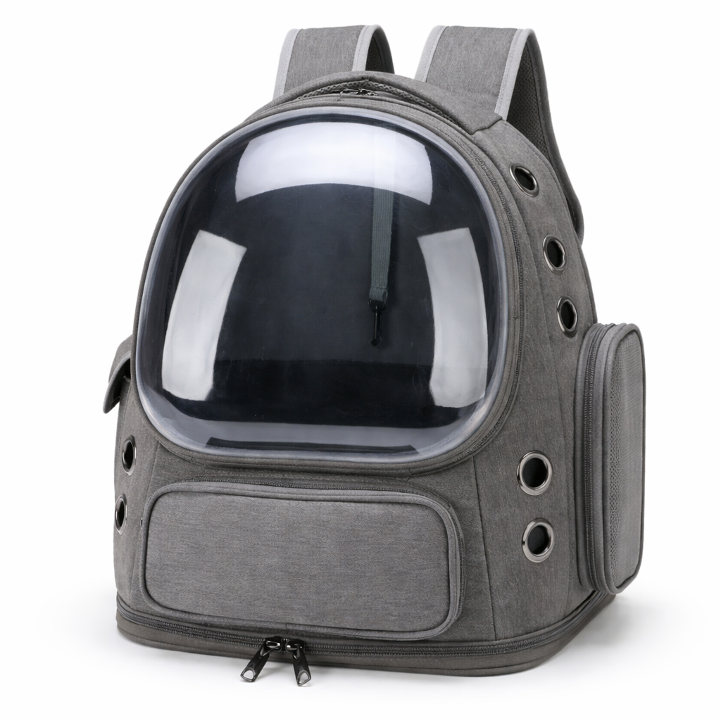 Sac de Transport pour chat et chien | Sac à Dos avec Capsule Transparente, Respirant, Compatible Cabine Avion. Moustache & Cie