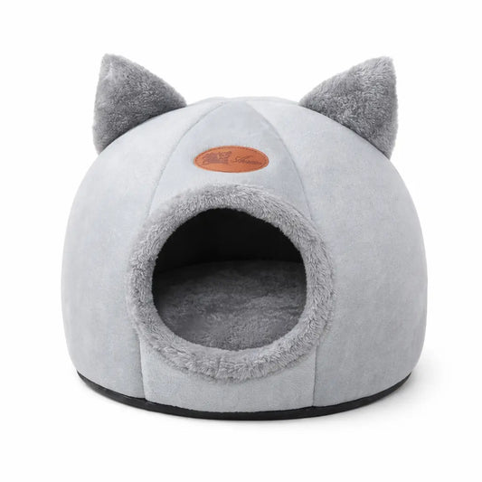 Panier pour chat en forme de grotte – lit chaud et amovible avec fond antidérapant Moustache & Cie