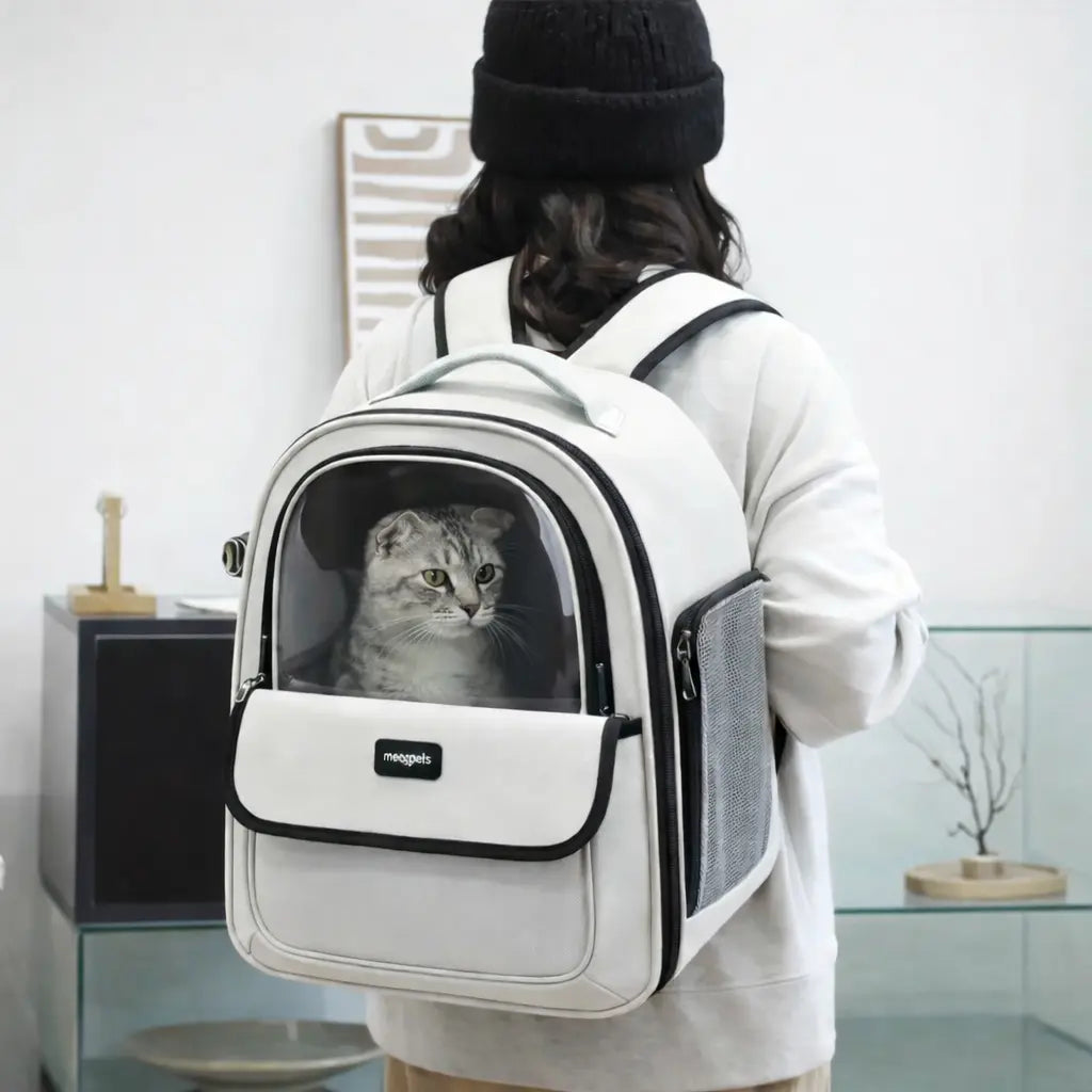 Sac à dos de transport capsule pour chat et chien – respirant et translucide Moustache & Cie