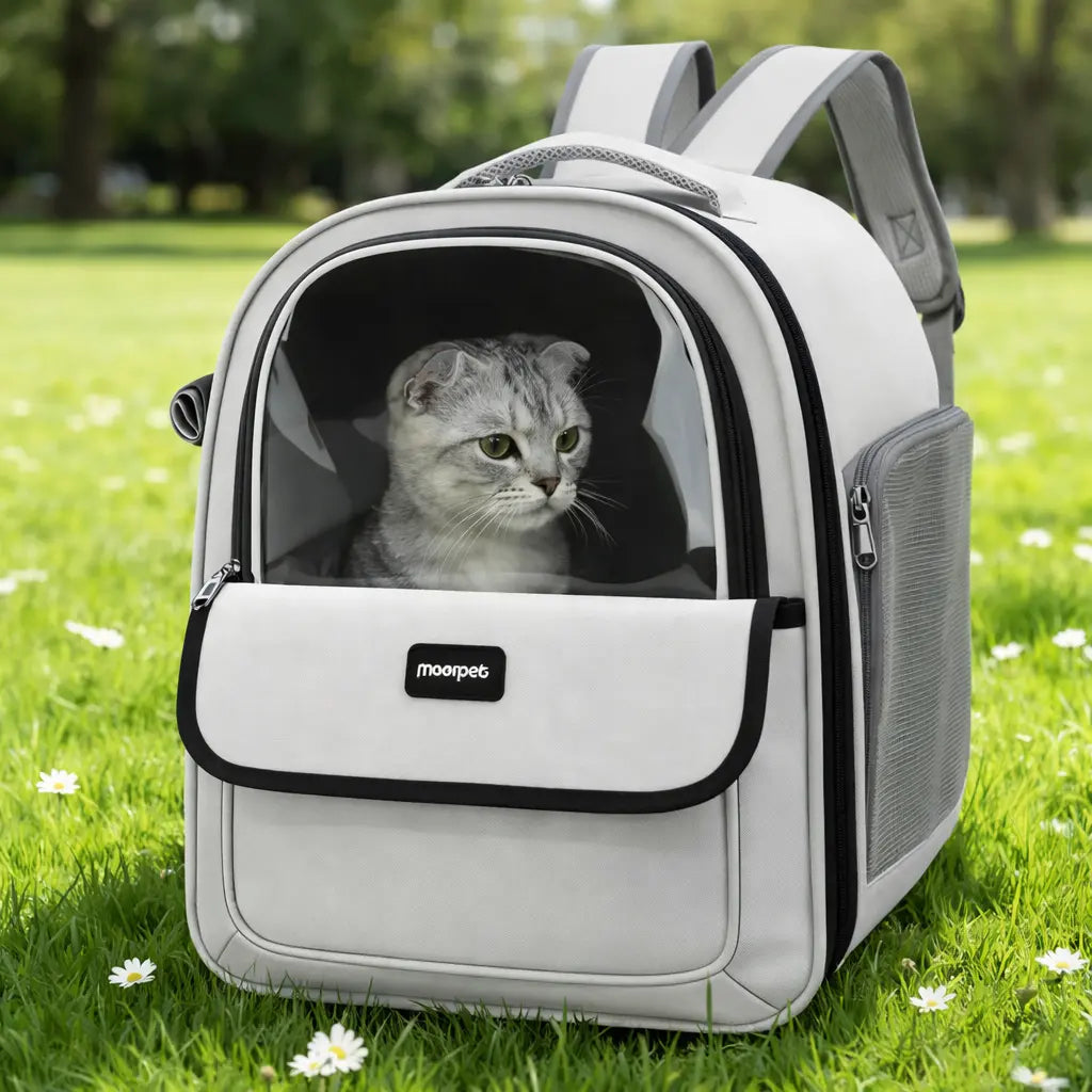 Sac à dos de transport capsule pour chat et chien – respirant et translucide Moustache & Cie