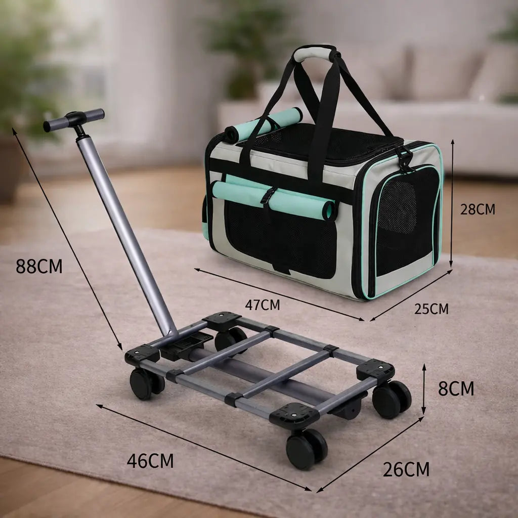 Sac de Transport Premium pour Chat & Chien + Trolley à roulettes Moustache & Cie