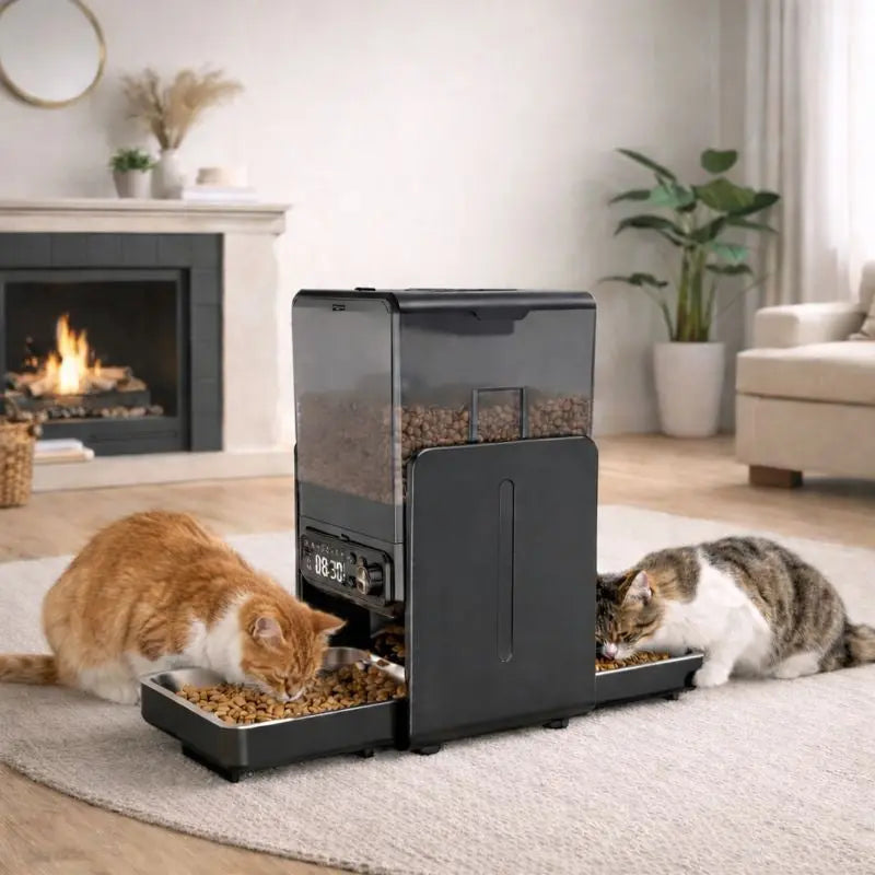 Distributeur automatique de croquettes double – programmation manuelle | Moustache & Cie Moustache & Cie