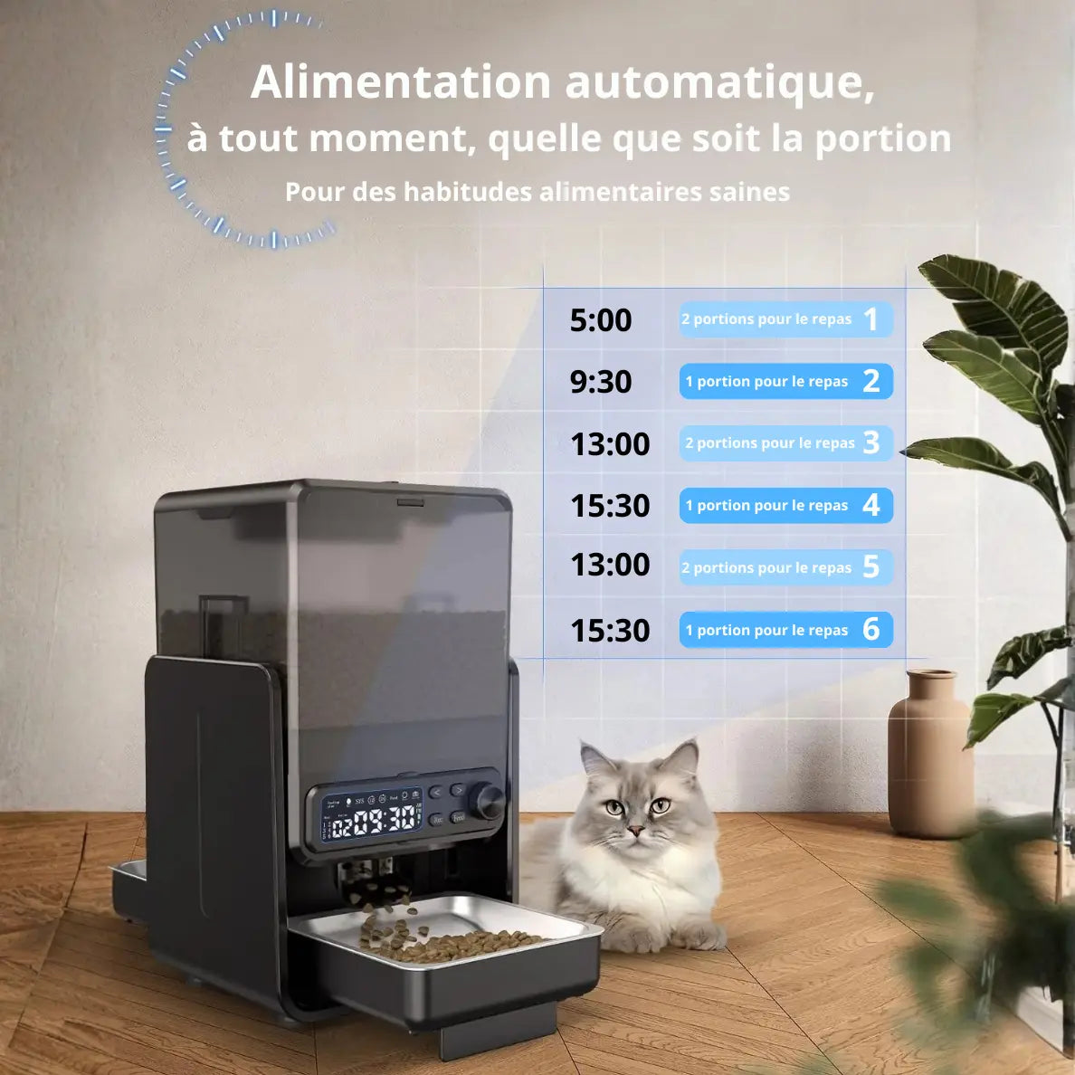 Distributeur automatique de croquettes double – programmation manuelle | Moustache & Cie Moustache & Cie
