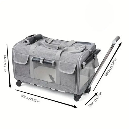 Sac de transport pour chat à roulettes – style valise, confortable et pratique Moustache & Cie