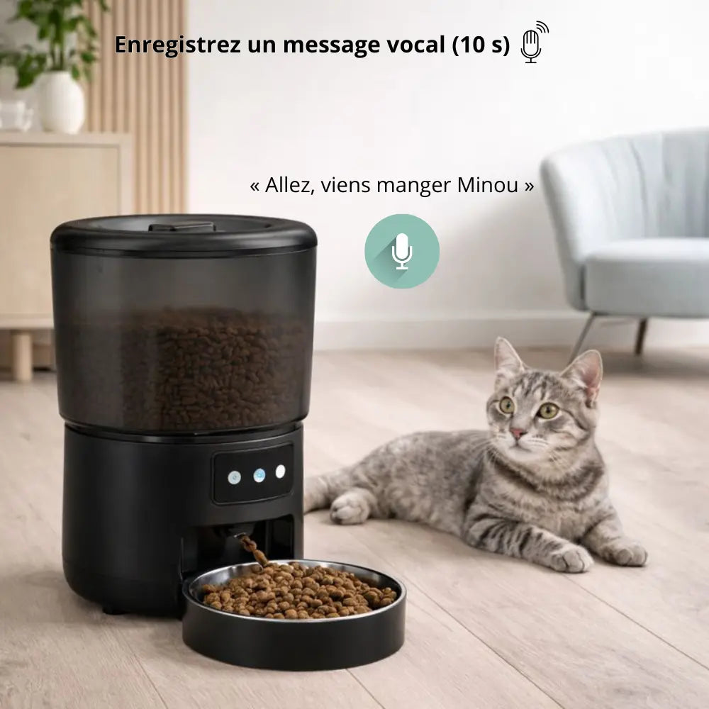 Distributeur de croquettes connecté 4L | Moustache & Cie Moustache & Cie