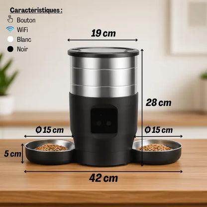 Distributeur de croquettes connecté double | Moustache & Cie Moustache & Cie
