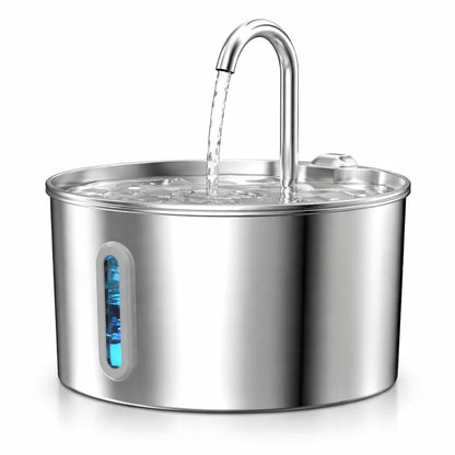 Fontaine à Eau pour Chat et Chien — Acier Inoxydable 304, Grande Capacité 2.2L, Silencieuse, Indicateur LED Moustache & Cie