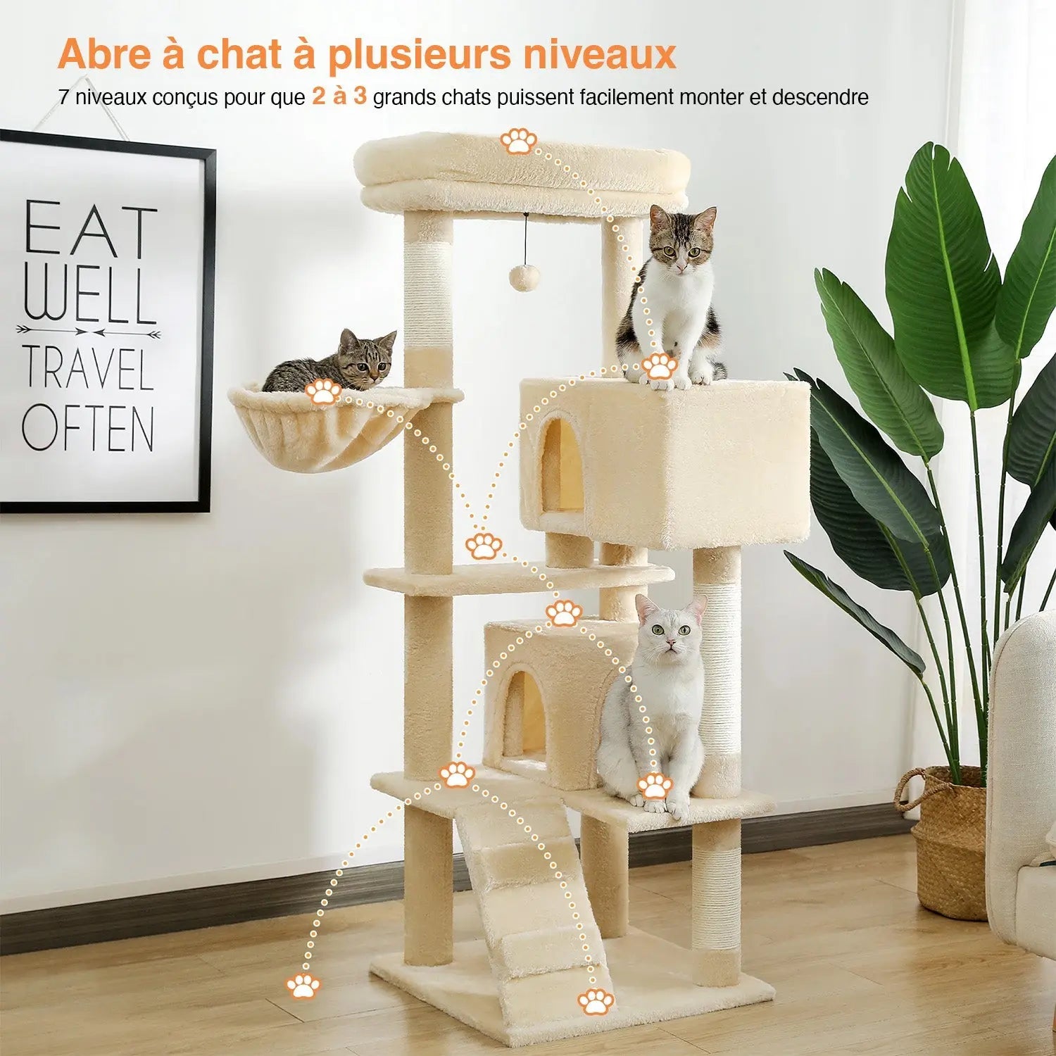 Arbre à chat Gaïa 143 cm Moustache & Cie