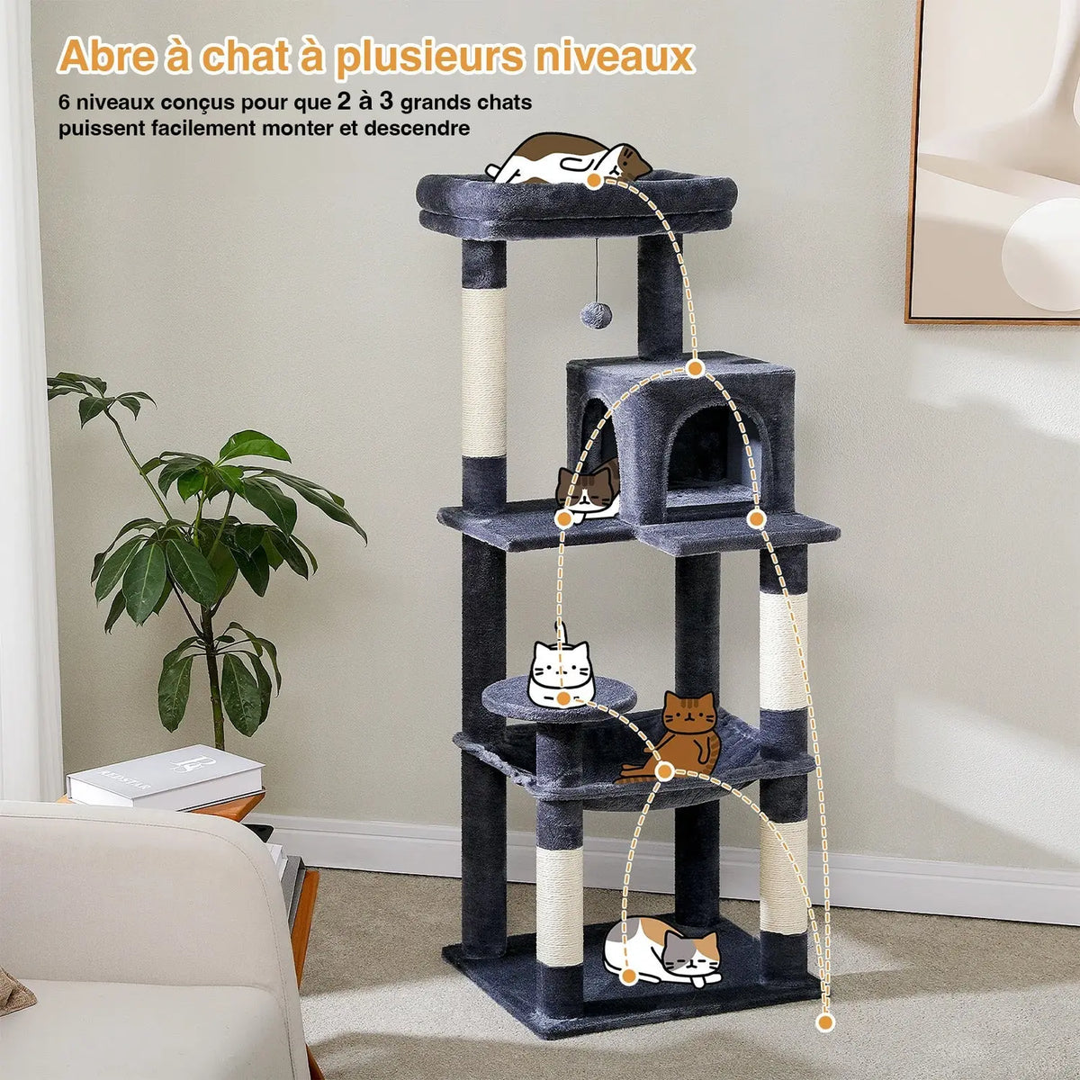 Arbre à chat Auro 143 cm Moustache & Cie
