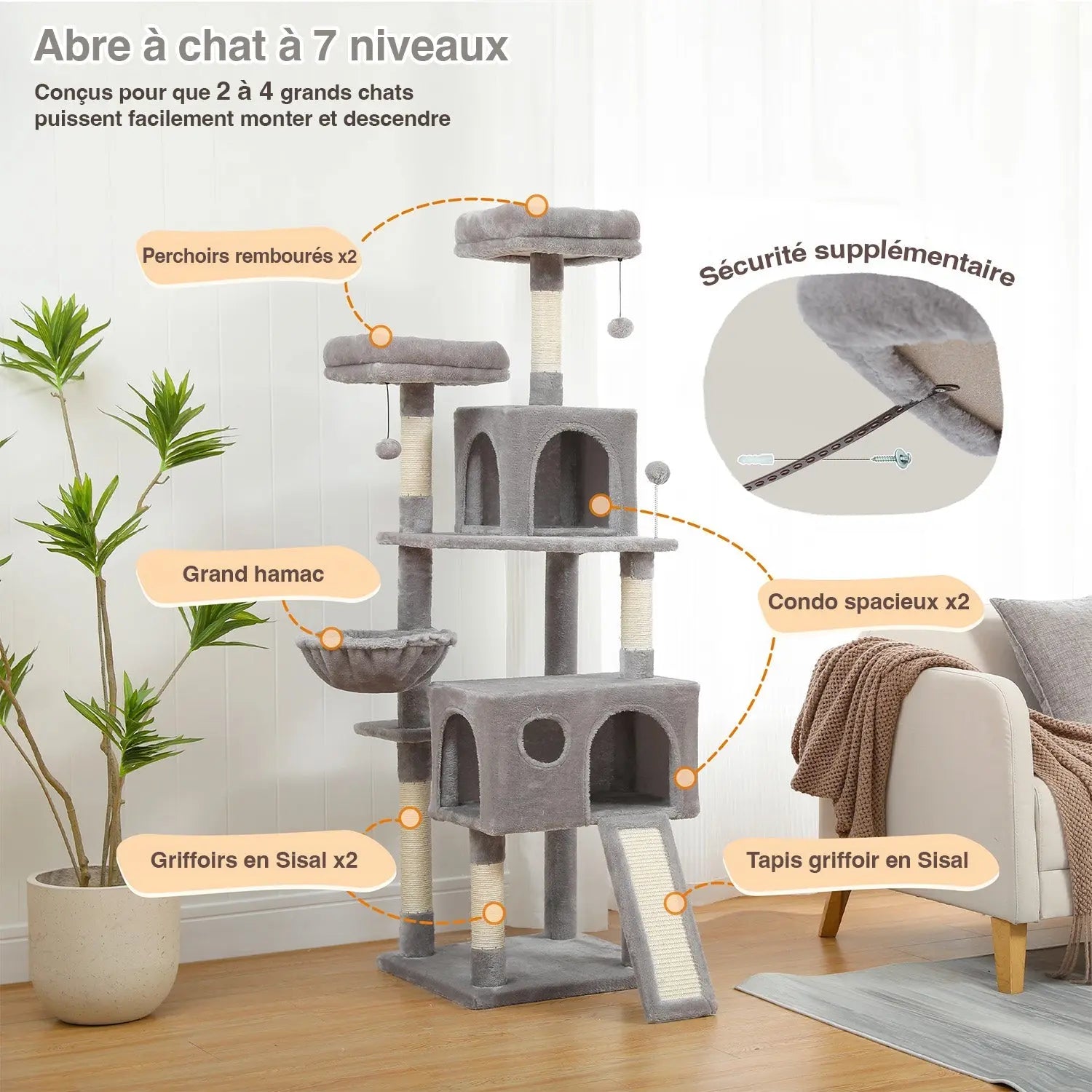 Arbre à chat Armonia 162 cm Moustache & Cie
